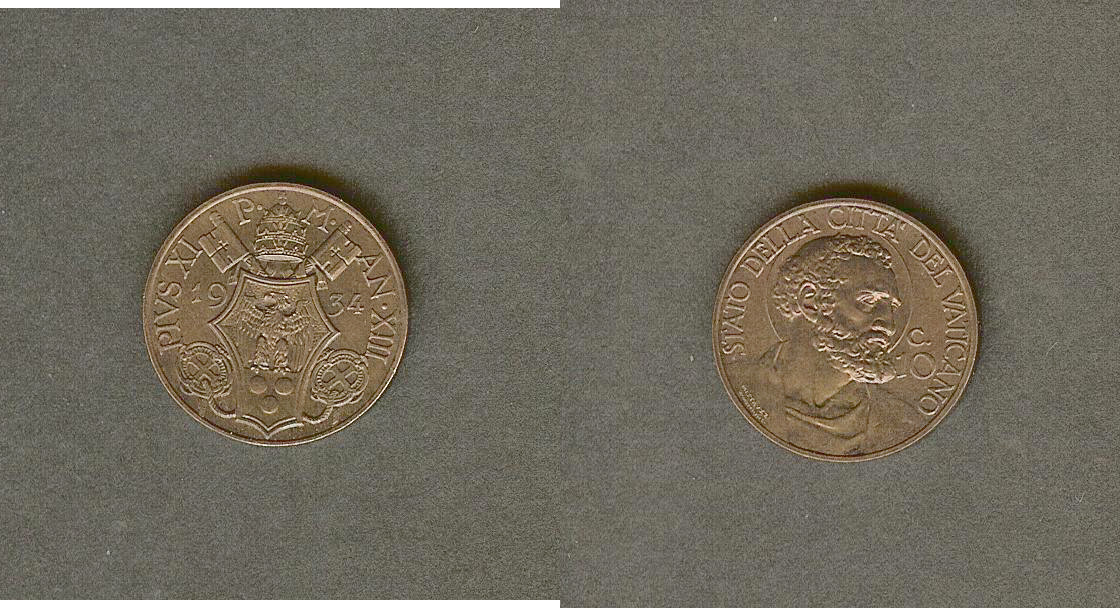 Vatican 10 centesimi 1934 Unc